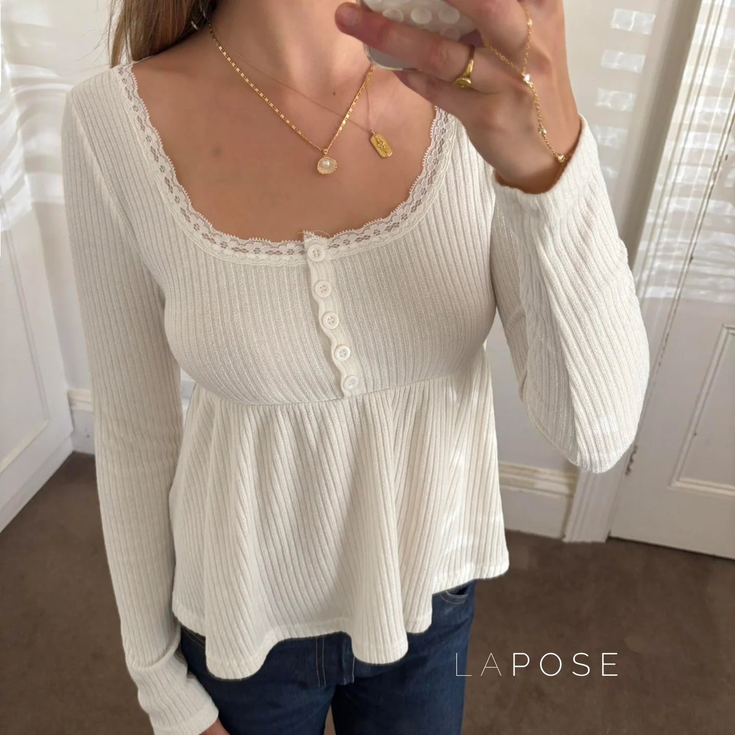 Aaleiya Lace Square Neck Top