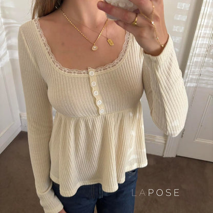 Aaleiya Lace Square Neck Top