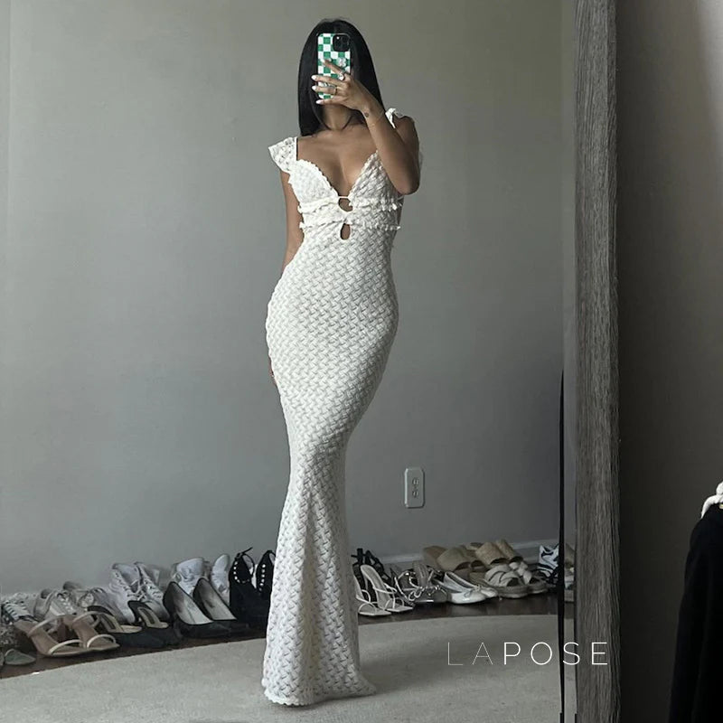Abby Backless Lace-Up Maxi Dress
