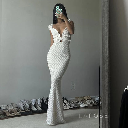 Abby Backless Lace-Up Maxi Dress