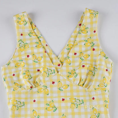 Ada Lemon Floral Maxi Dress