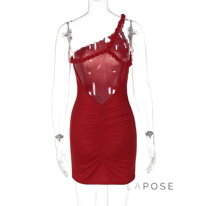 Adamari One-Shoulder Pleated Mini Dress