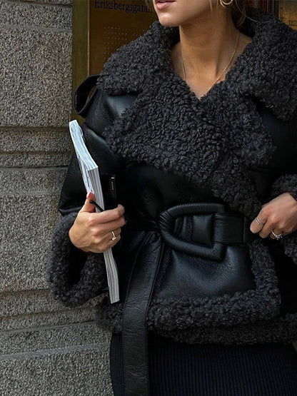 Aditri Faux Leather Long Coat
