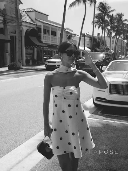 Ailen One Shoulder Polka Dot Dress