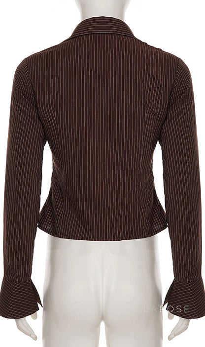 Ailen Striped V-Neck Shirt