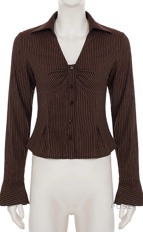 Ailen Striped V-Neck Shirt