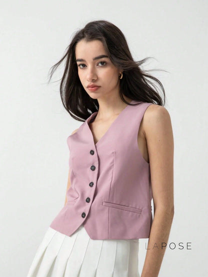 Alaa Button-Up Crop Vest