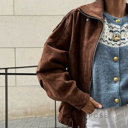 Alayiah Retro Faux Suede Jacket