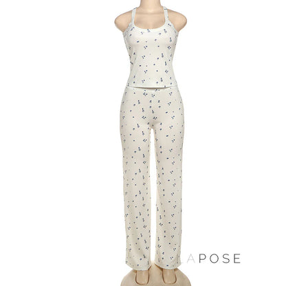 Aleah Ribbed Floral Pant Set