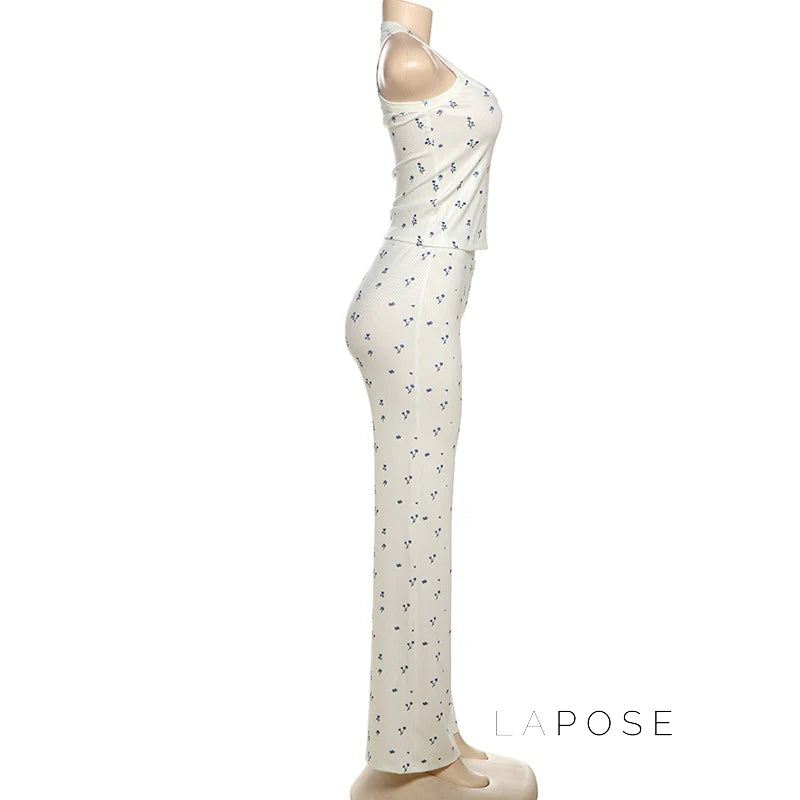 Aleah Ribbed Floral Pant Set