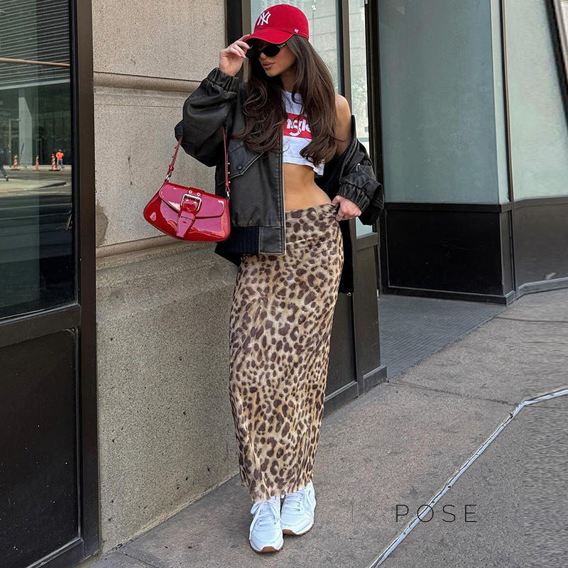 Alyssa Leopard Mesh Maxi Skirt