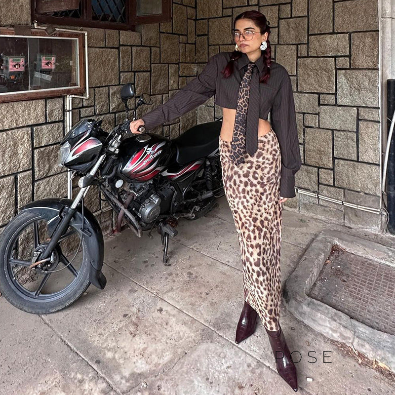 Alyssa Leopard Mesh Maxi Skirt