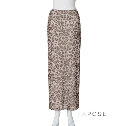 Alyssa Leopard Mesh Maxi Skirt