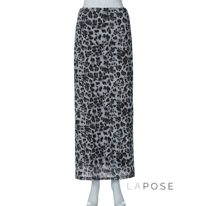 Alyssa Leopard Mesh Maxi Skirt