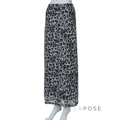 Alyssa Leopard Mesh Maxi Skirt