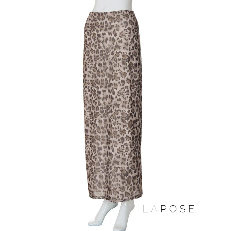 Alyssa Leopard Mesh Maxi Skirt