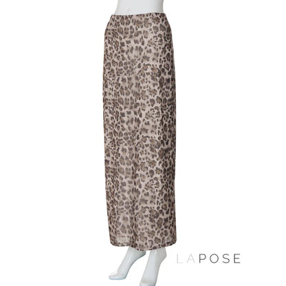 Alyssa Leopard Mesh Maxi Skirt