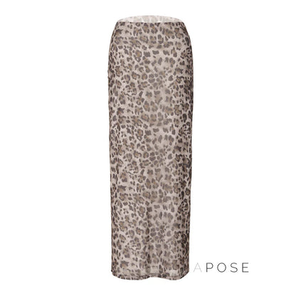 Alyssa Leopard Mesh Maxi Skirt