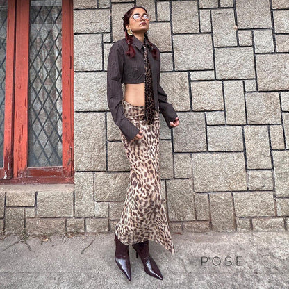 Alyssa Leopard Mesh Maxi Skirt