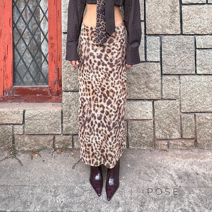 Alyssa Leopard Mesh Maxi Skirt