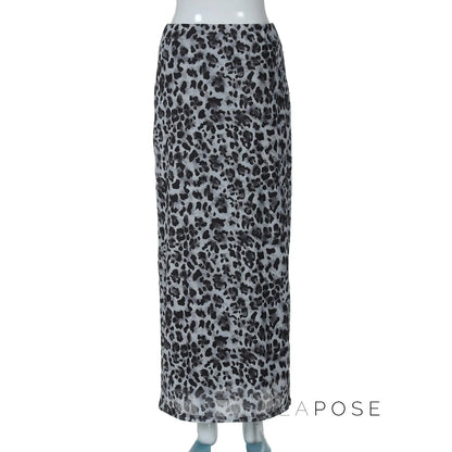 Alyssa Leopard Mesh Maxi Skirt