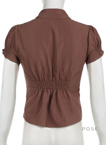 Amaria Brown Puff Sleeve Top
