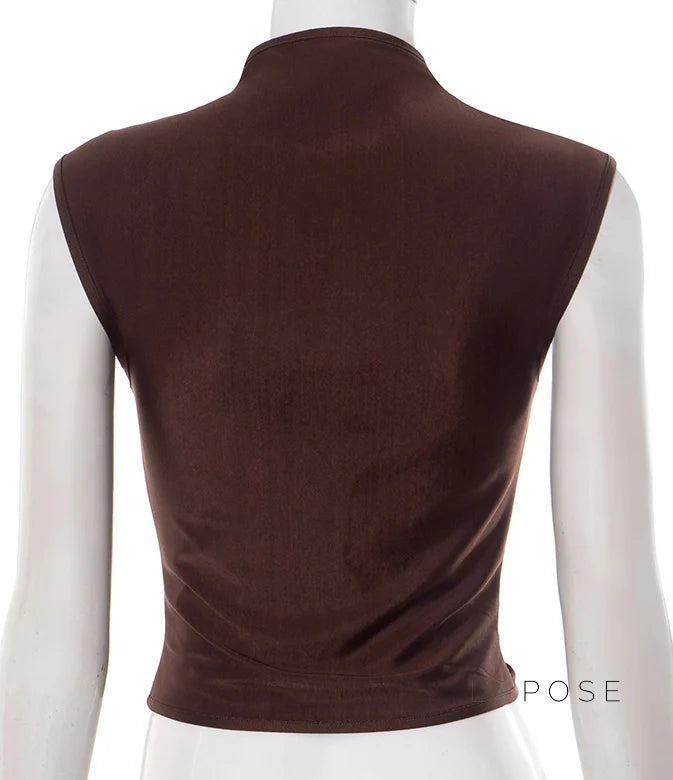 Amauri Pleated Mock Neck Vest