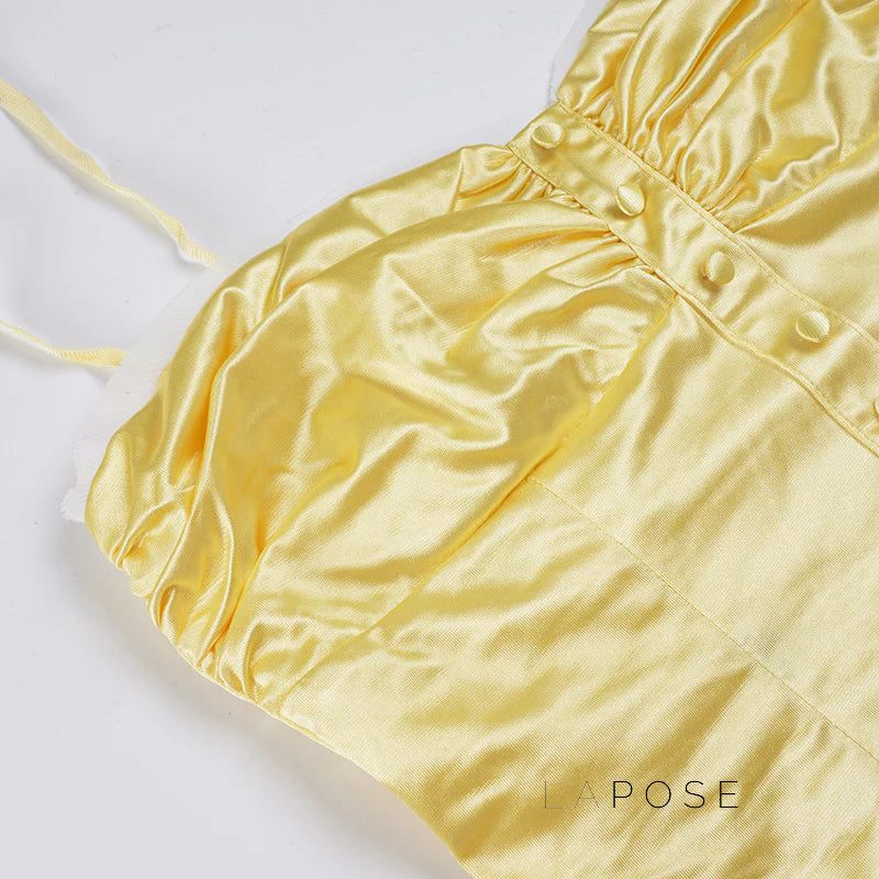 Ameena Pleated Satin Crop Top