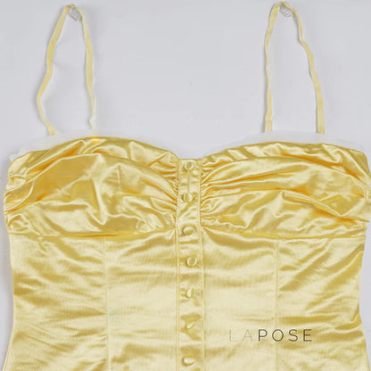 Ameena Pleated Satin Crop Top