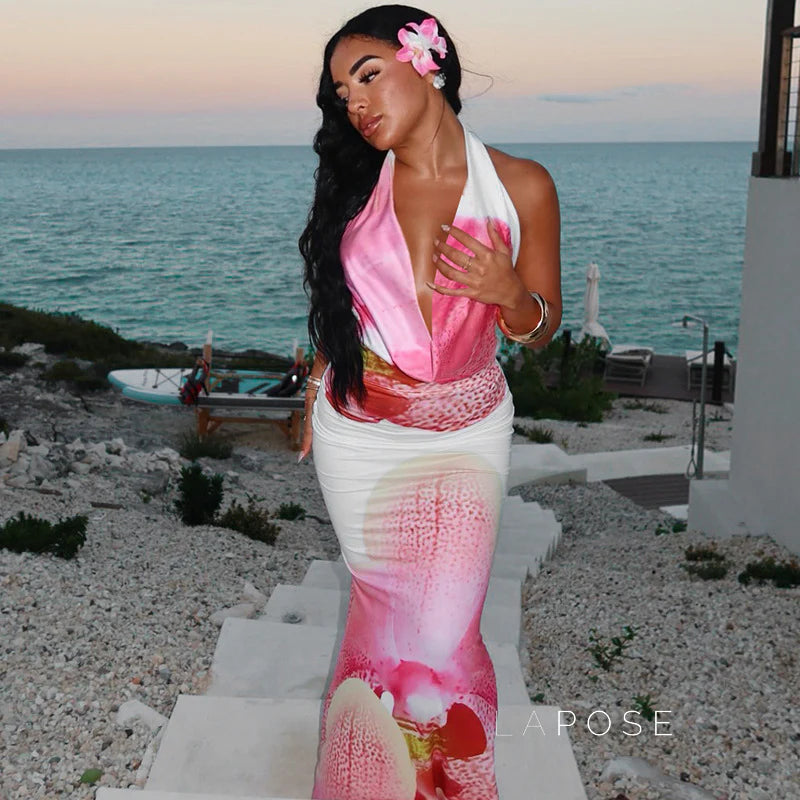 Amity Floral Halter Maxi Dress