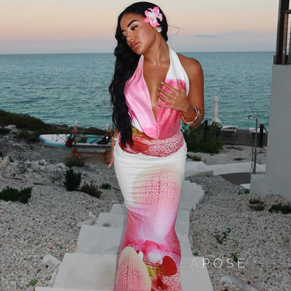 Amity Floral Halter Maxi Dress
