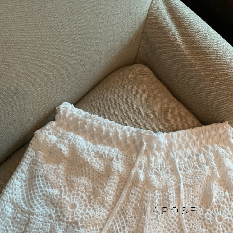 Amya Lace Knit Wide-Leg Pants