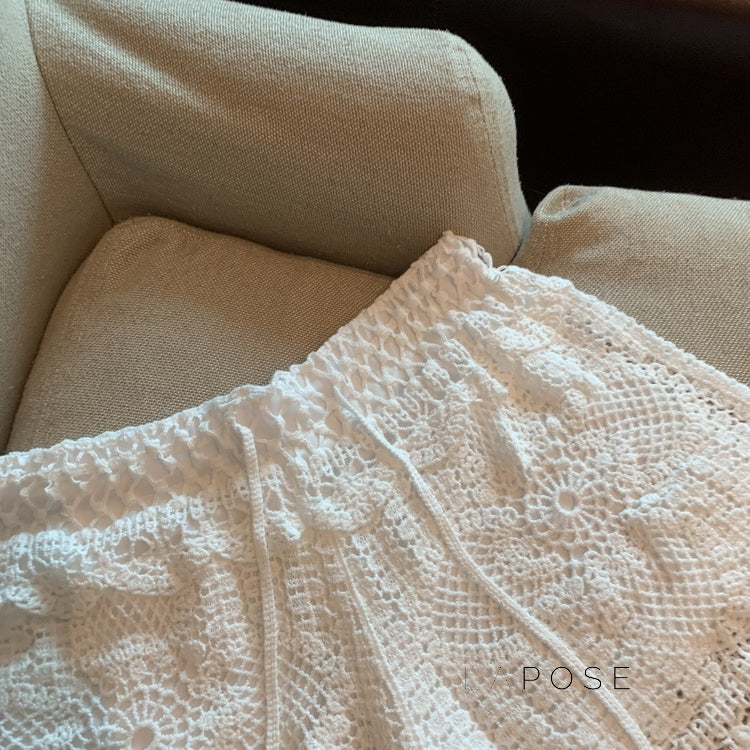 Amya Lace Knit Wide-Leg Pants