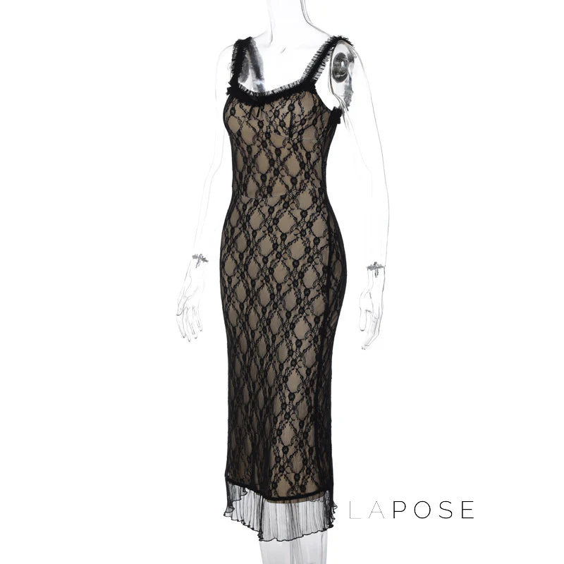 Anapaula Lace Sling Midi Dress