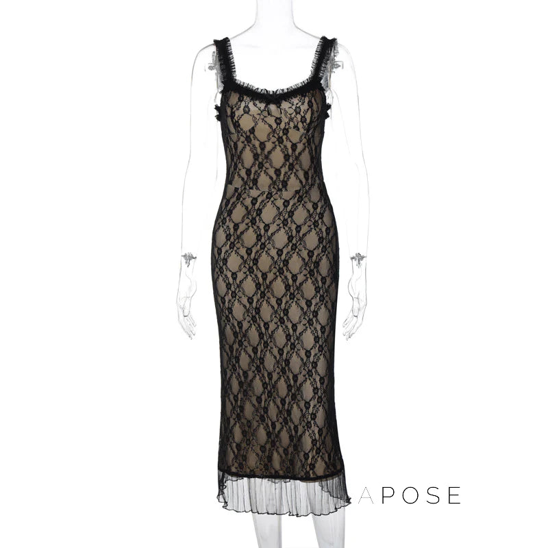 Anapaula Lace Sling Midi Dress