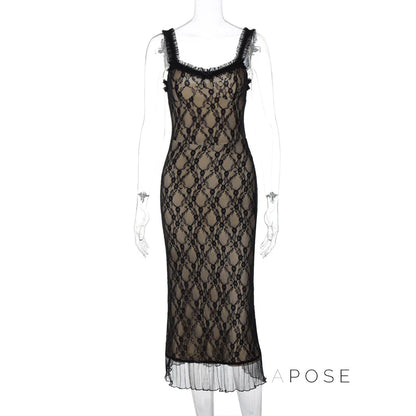 Anapaula Lace Sling Midi Dress