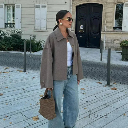 Arina Lapel Button-Up Jacket