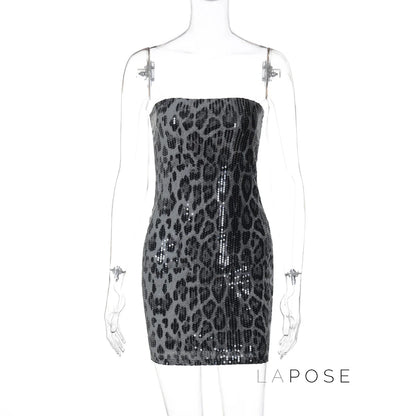 Ashlee Leopard Sequin Mini Dress