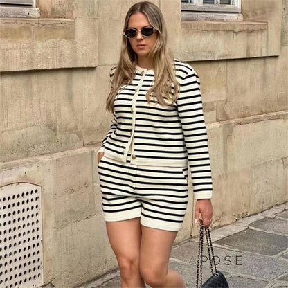 Astoria Striped Knit Short Set