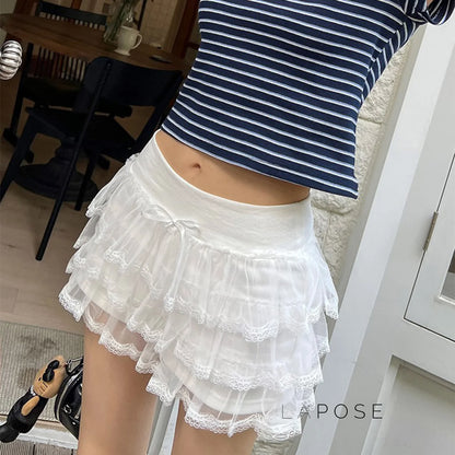 Auburn Lace Tiered Mini Skirt