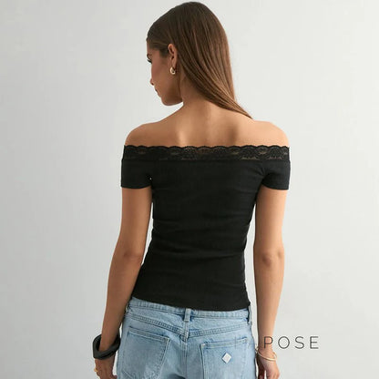 Augusta Lace Bardot Crop Top