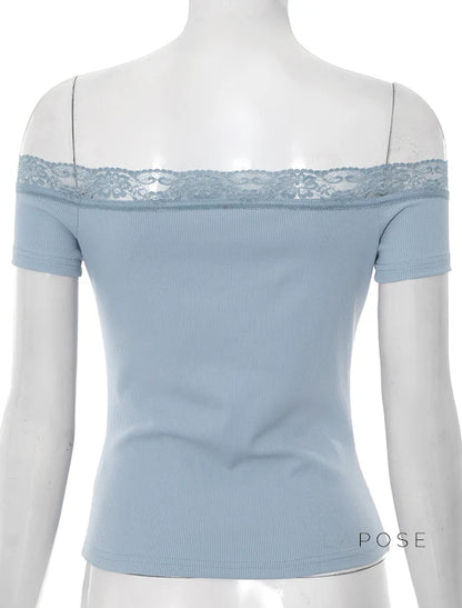 Augusta Lace Bardot Crop Top