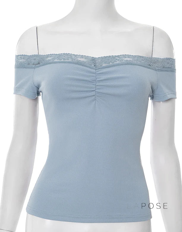 Augusta Lace Bardot Crop Top