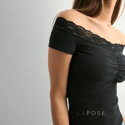 Augusta Lace Bardot Crop Top