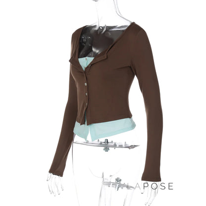 Avary Patchwork Faux Layer Top