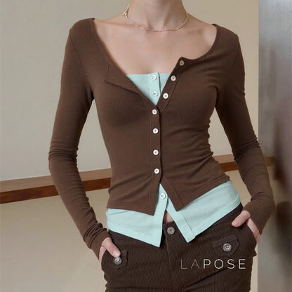 Avary Patchwork Faux Layer Top