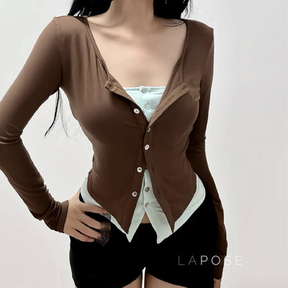 Avary Patchwork Faux Layer Top