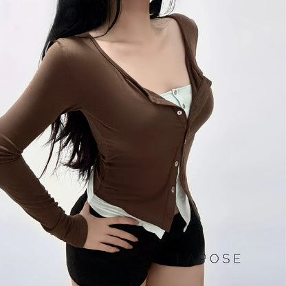 Avary Patchwork Faux Layer Top
