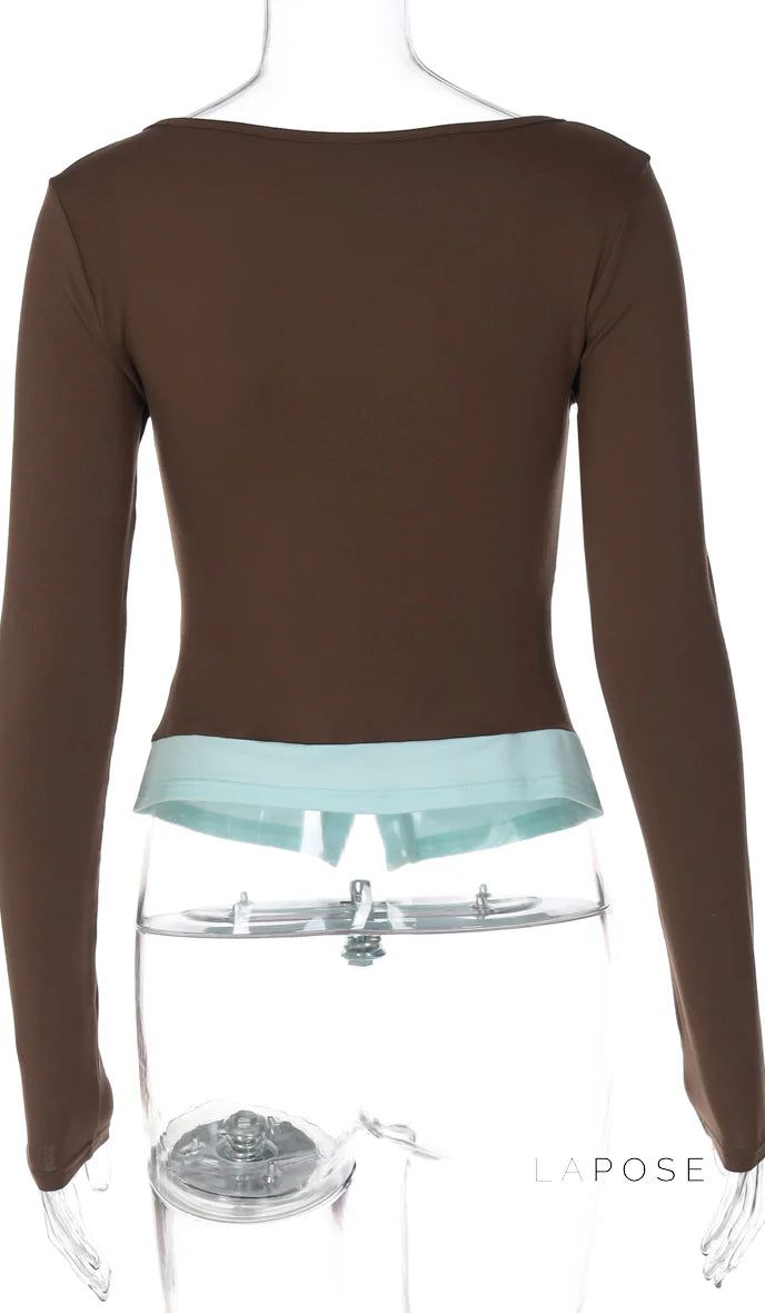 Avary Patchwork Faux Layer Top