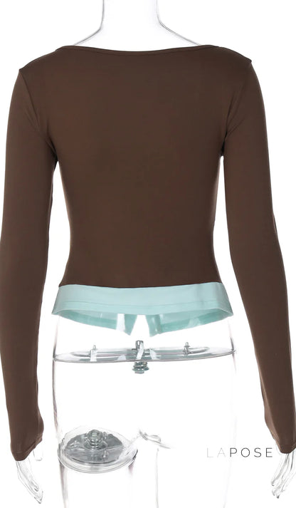 Avary Patchwork Faux Layer Top